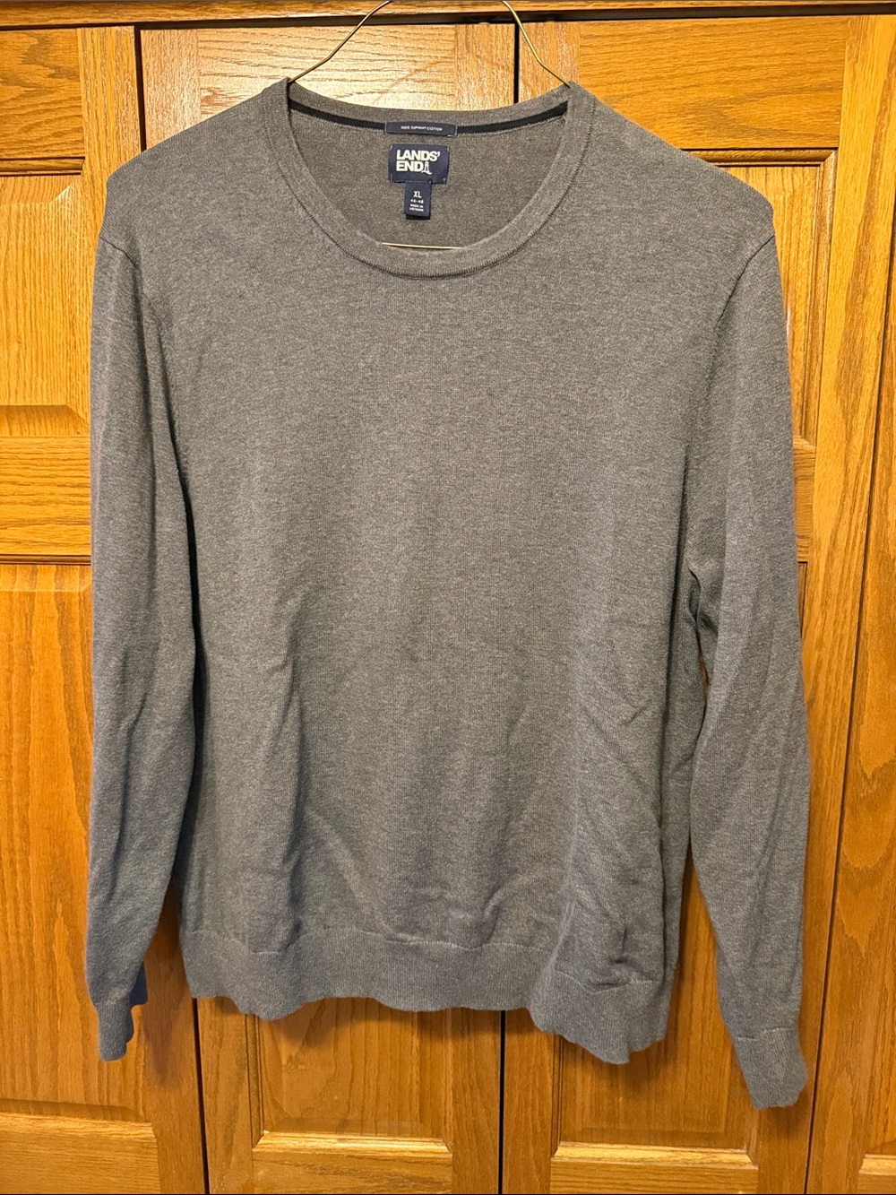 Lands' End Men's Heather Gray Crewneck Sweater-XL